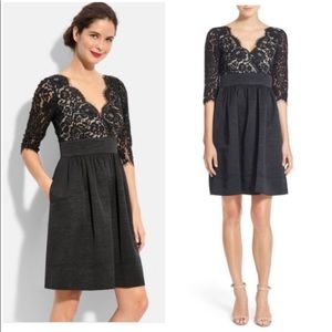 Eliza J Lace & Faille Black Cocktail Dress